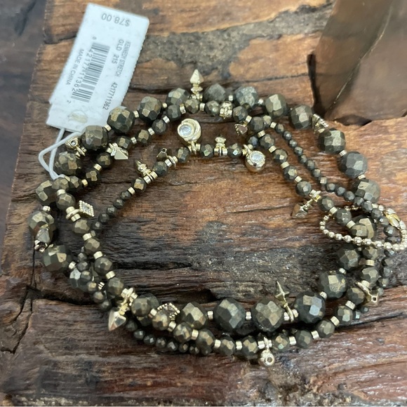 Kendra Scott Anna Vintage Gold Friendship Bracelet in Black Pyrite
